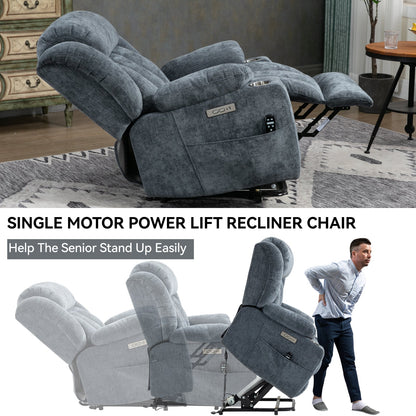 Chenille Power Lift Recliner Chair with Massage & Heating