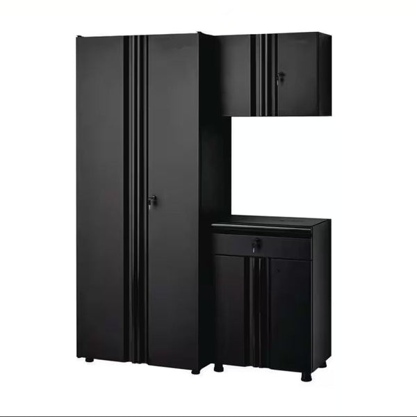Regular Duty Welded 54.5 In. W X 75 In. H X 19.6 In. D 21-Gauge Steel 3-Piece Garage Storage System in Black