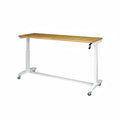 72 In. W X 24 In. D Adjustable Height White Workbench with Solid Wood Top