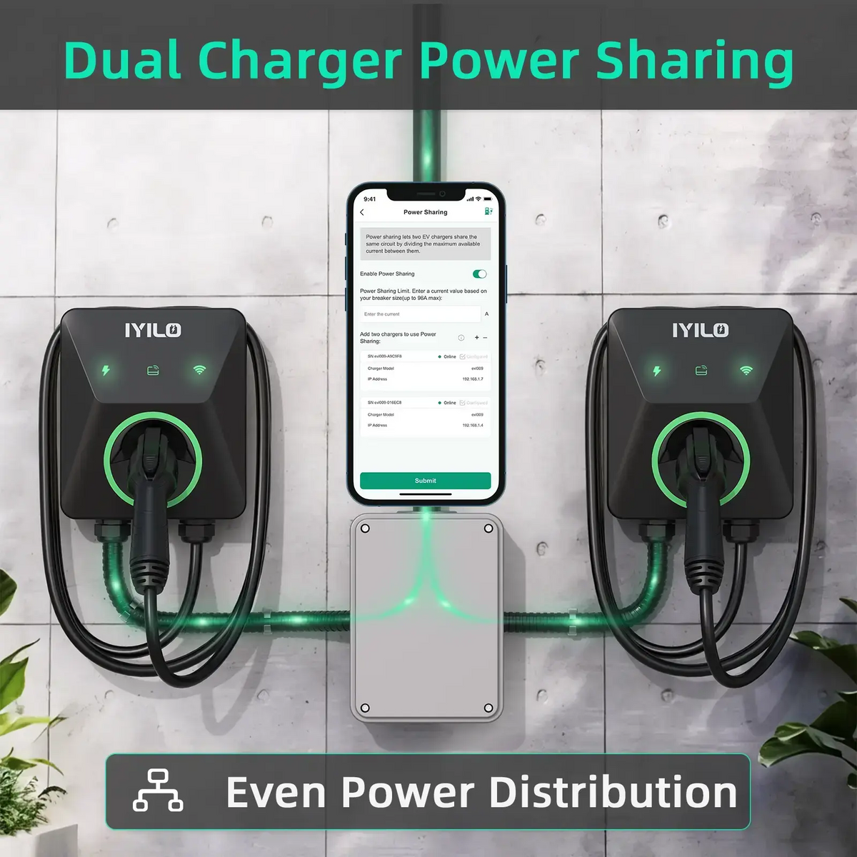 IYILO Pro Level 2 EV Charger J1772 Hardwired with energy meter - 48A