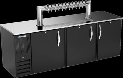 Beverage Air DD94HC-B-12T 94-Inch 3-Door Direct Draw Beer Dispenser with 12 Taps, 5 Half-Barrel Keg Capacity, Black Exterior
