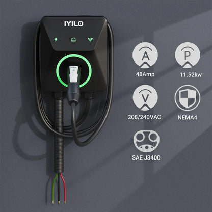 IYILO Pro EV Charger level 2 NACS (J3400) Hardwired With Energy Meter - 48A