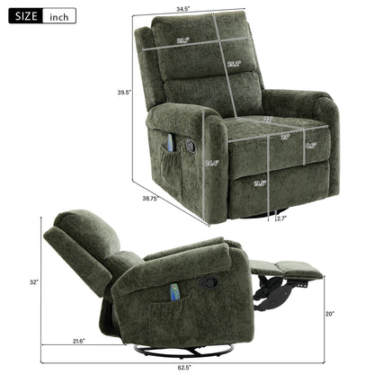 Manual Recliner Massage Chair With Swivel Rocker