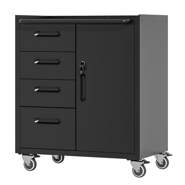 Sturdy Metal Tool Storage Cabinet With Wheels Durable Garage, Office & Home Organizer Steel