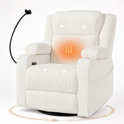 Electric Power Recliner Chair with Heat and Massage - Corduroy