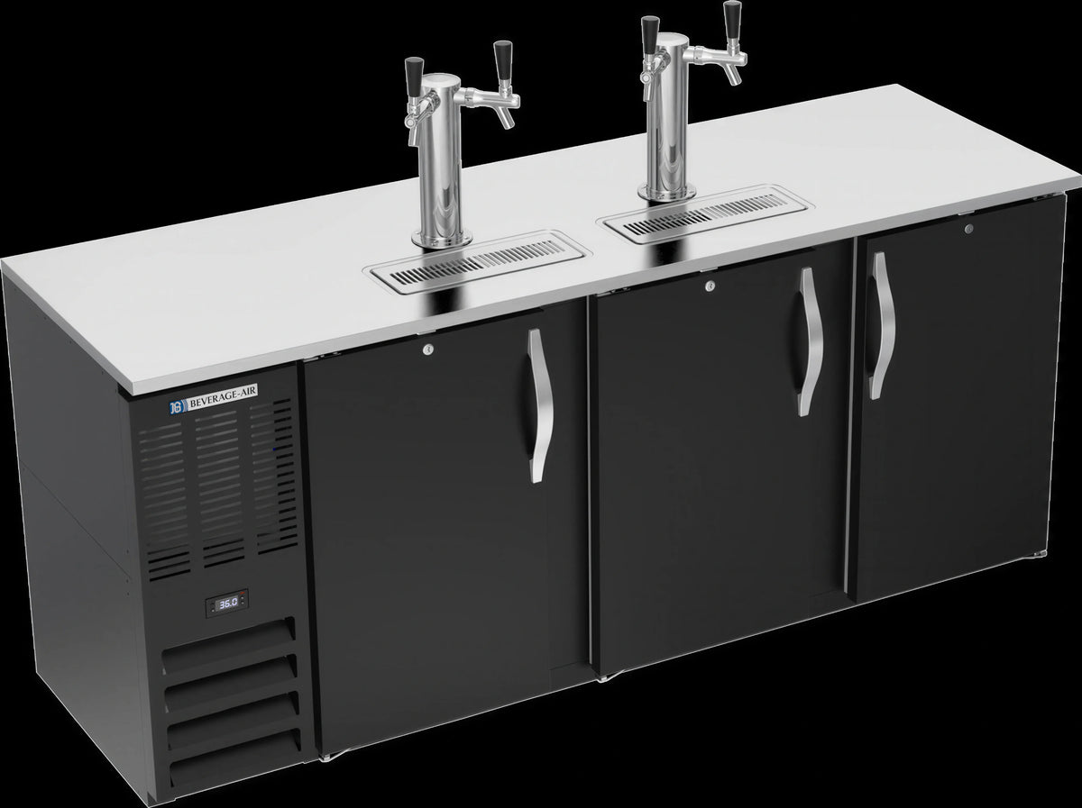 Beverage Air DDN78HC-B Shallow Depth Direct Draw Beer Dispenser, 78-Inch, 4 Half-Barrel Keg Capacity, Dual-Faucet Towers