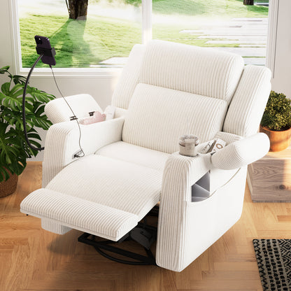 Electric Power Recliner Chair with Heat and Massage - Corduroy