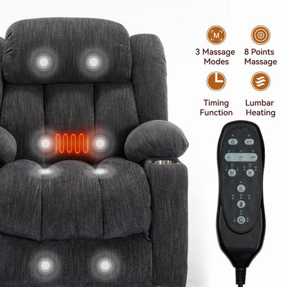Chenille Power Lift Recliner Chair with Massage & Heating - Soft Chenille
