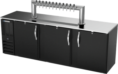 Beverage Air DDN94HC-B-12T 94-Inch Direct Draw Beer Dispenser, 12-Tap Tower, 5 Half-Keg Capacity, 3 Solid Doors, Black Exterior