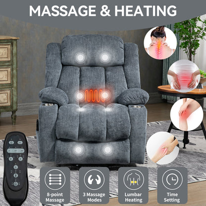 Chenille Power Lift Recliner Chair with Massage & Heating