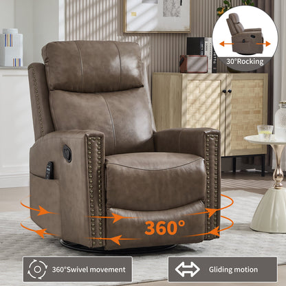Camel Recliner Chair with Massage & Heat - Genuine Leather