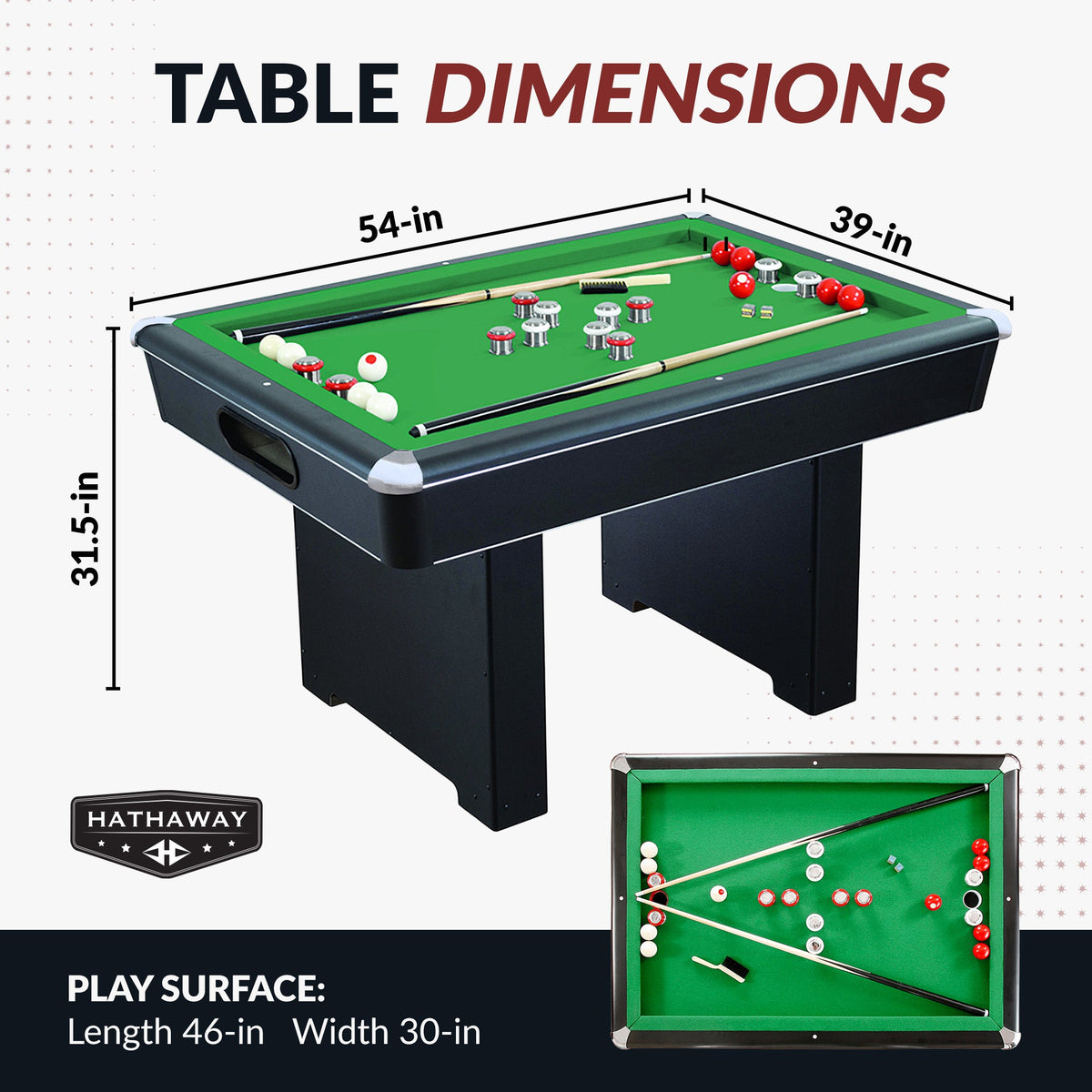 Hathaway Renegade 54-in Bumper Pool Table - Slate - Black with Green Felt