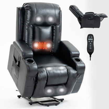 Infinite Position Power Lift Recliner Chair with Massage – Black