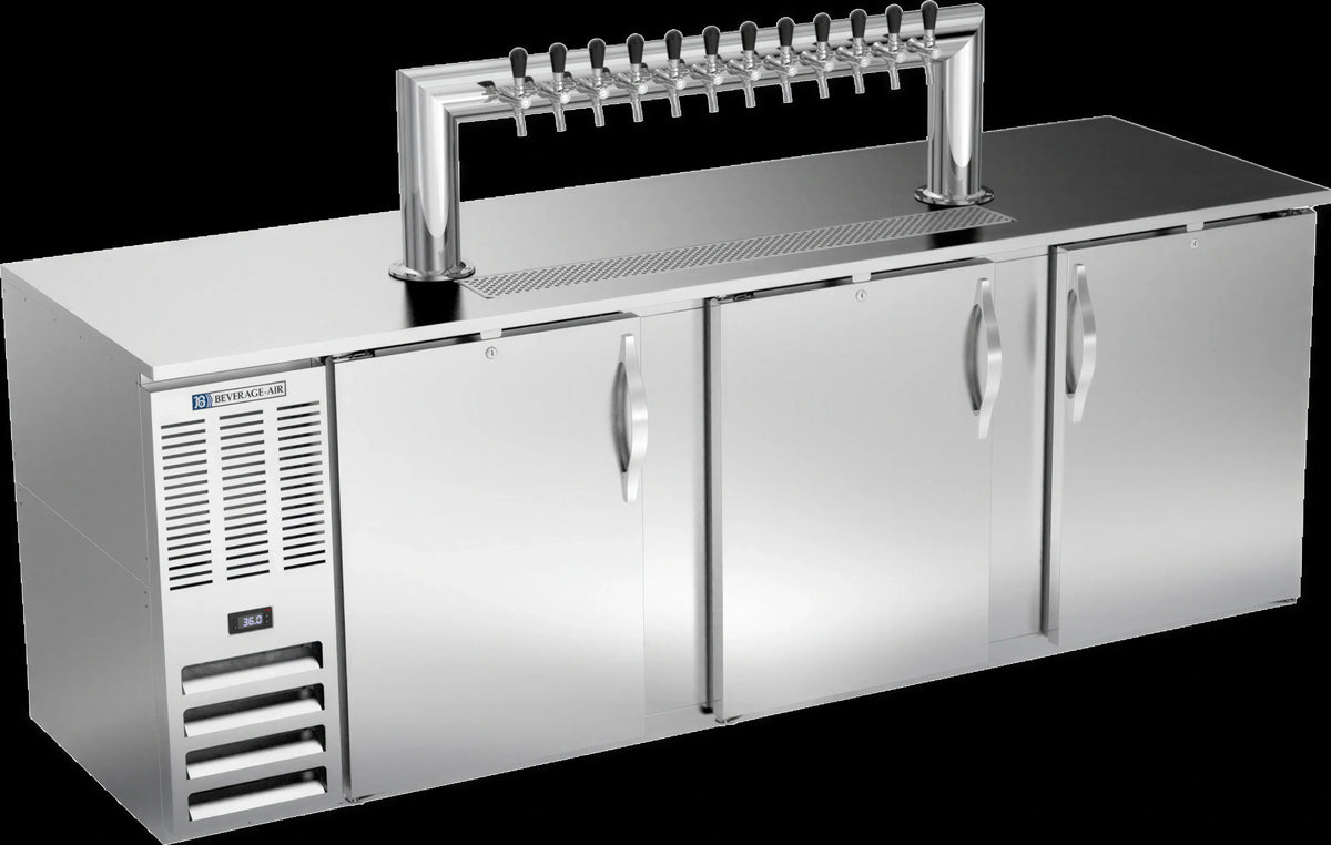 Beverage Air DD94HC-S-12T 94-Inch Stainless Steel Direct Draw Beer Dispenser, 12-Tap Tower, 5 Half-Keg Capacity