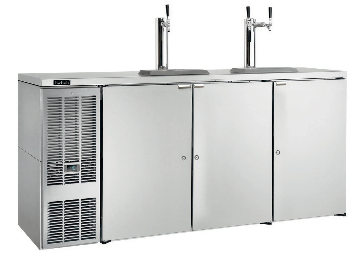 Perlick DDS84 Draft Beer Dispenser, 84-Inch Three-Door Direct Draw, Self-Contained, 4 Half-Barrel Capacity, Stainless Steel