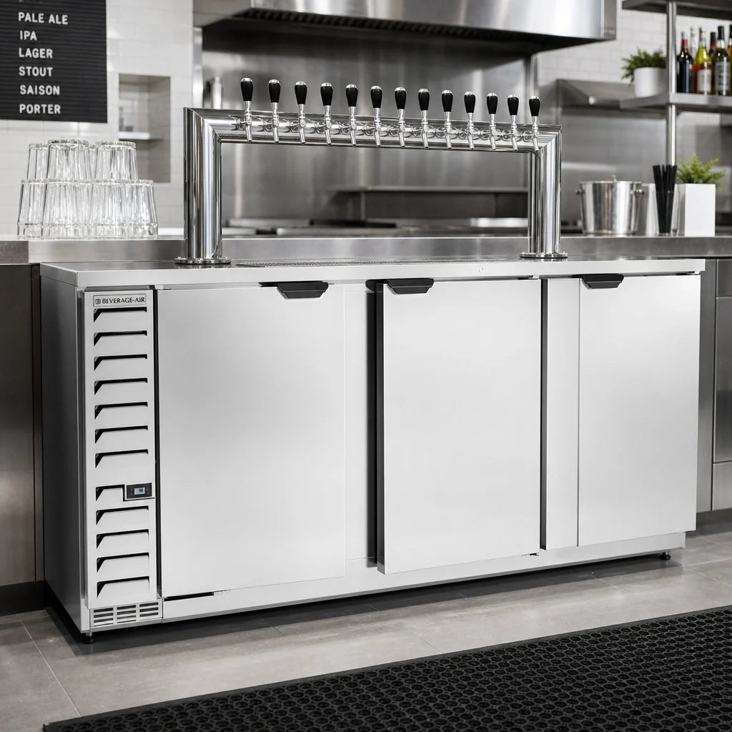 Beverage Air DD94HC-S-12T 94-Inch Stainless Steel Direct Draw Beer Dispenser, 12-Tap Tower, 5 Half-Keg Capacity