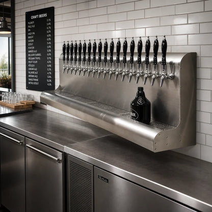 Perlick 3076-18 Wall-Mounted Modular Draft Beer Dispensing Tower, Air-Cooled, 18 Faucets, Stainless Steel