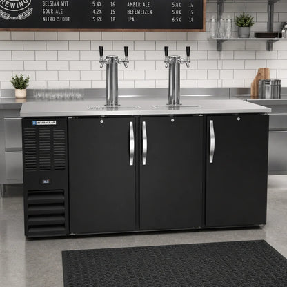 Beverage Air DDN72HC-B 72-Inch Direct Draw Beer Dispenser, 3-Keg Capacity, 4 Faucets, Black Exterior, Self-Contained R290 Refrigeration