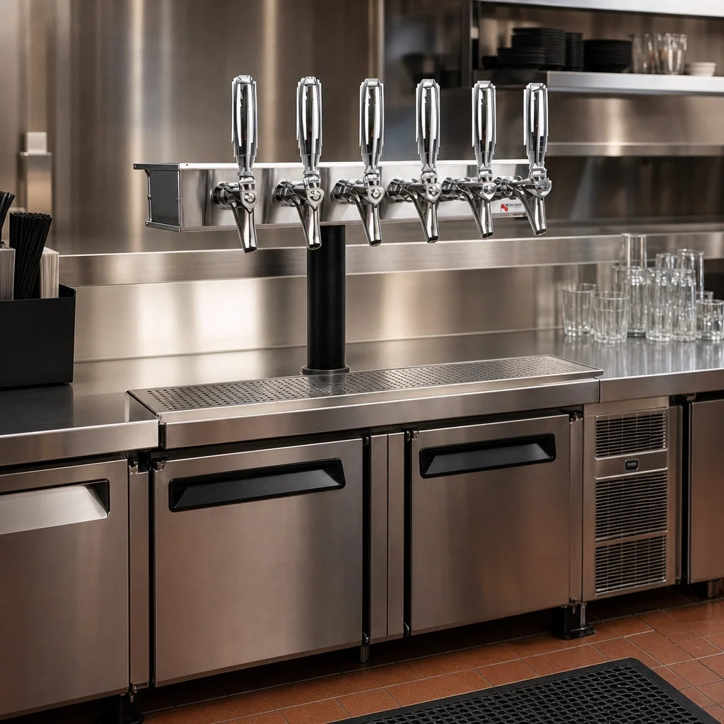 Micro Matic UCM-6-SSKR Underbar 6-Faucet Glycol-Cooled Draft Beer Dispenser, Brushed Stainless Steel