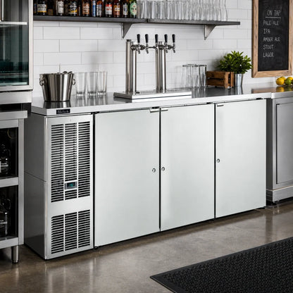 Perlick DDS84 Draft Beer Dispenser, 84-Inch Three-Door Direct Draw, Self-Contained, 4 Half-Barrel Capacity, Stainless Steel