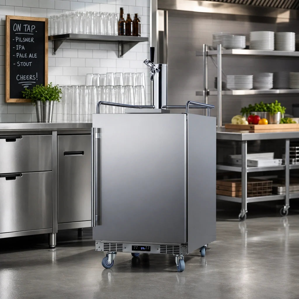 Summit Commercial Summit Appliance BC74OSCOM Indoor/Outdoor Single-Tap Draft Beer Dispenser, Stainless Steel, 3 x 1/6-Barrel Keg Capacity
