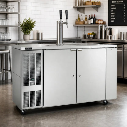 Perlick DDC68 68-Inch Stainless Steel Self-Contained Direct Draw Draft Beer Dispenser, 2 Half Barrels and 1 Quarter Barrel, 33°-40°F