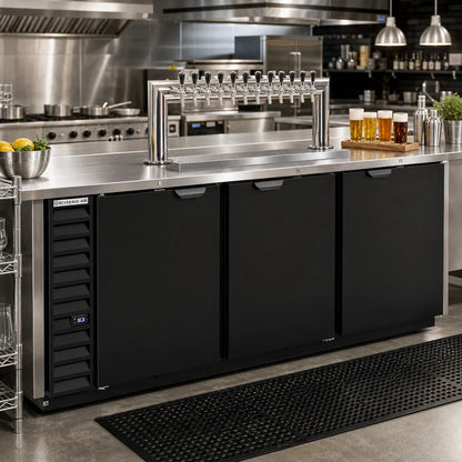 Beverage Air DD94HC-B-12T 94-Inch 3-Door Direct Draw Beer Dispenser with 12 Taps, 5 Half-Barrel Keg Capacity, Black Exterior