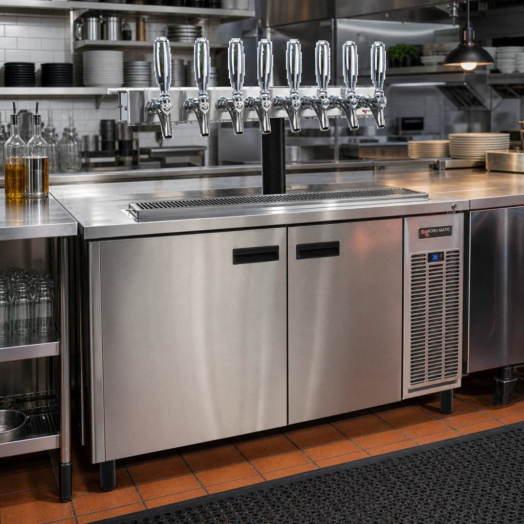 Micro Matic UCM-8-SSKR 8-Faucet Underbar Glycol-Cooled Draft Beer Dispenser, 304 Stainless Steel, Brushed Finish