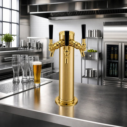 Perlick 69526-3DATF-R 3-Faucet Draft Arm Beer Dispensing Kit, Tarnish-Free Brass, Field Installation Kit
