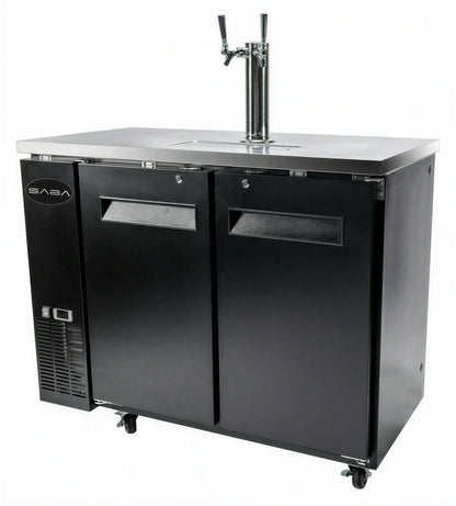 SABA SDD-24-48 Two-Section Direct Draw Beer Dispenser, Holds 2 Half-Barrel Kegs, Black Exterior, Flat Top