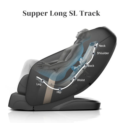 Black Zero Gravity Shiatsu Massage Chair with SL-Track and Bluetooth