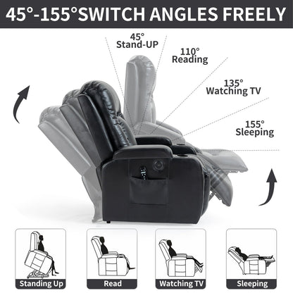 Infinite Position Power Lift Recliner Chair with Massage – Black