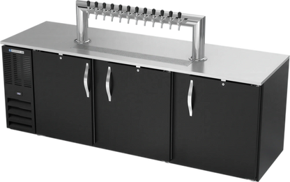 Beverage Air DD94HC-B-12T 94-Inch 3-Door Direct Draw Beer Dispenser with 12 Taps, 5 Half-Barrel Keg Capacity, Black Exterior