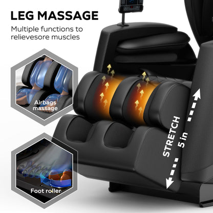 Massage Chair Recliner with Zero Gravity and Full Body Air Pressure - Black