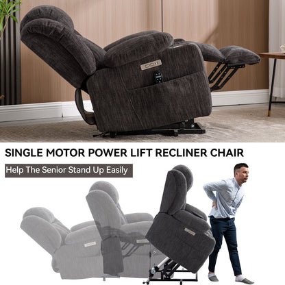 Chenille Power Lift Recliner Chair with Massage & Heating - Soft Chenille