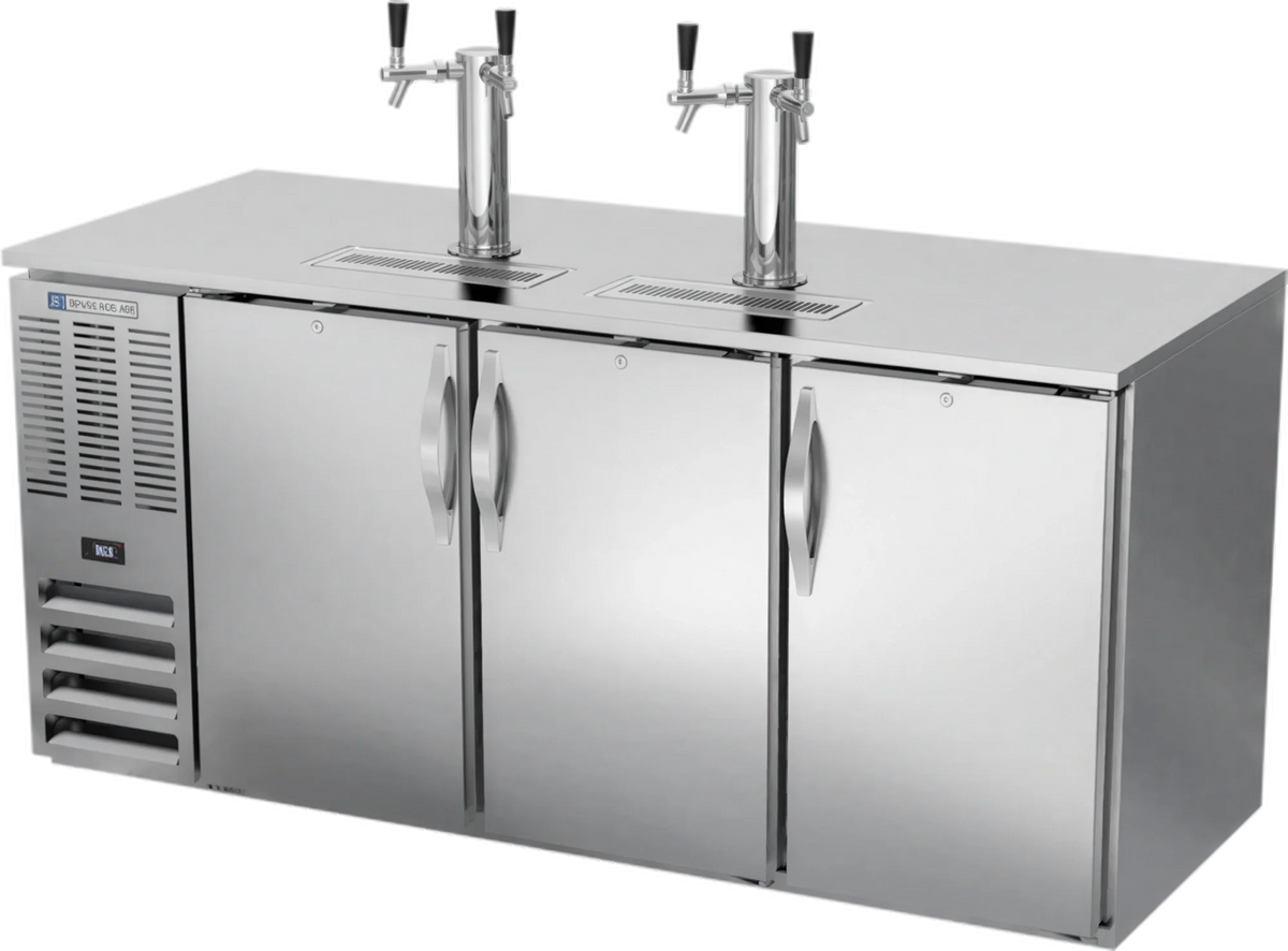 Beverage Air DD72HC-S 72-Inch Direct Draw Beer Dispenser, 3 Half-Barrel Keg Capacity, Dual Faucet Towers, Stainless Steel