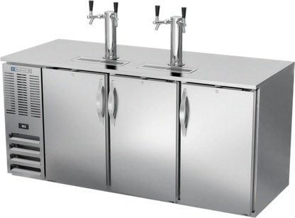 Beverage Air DD72HC-S 72-Inch Direct Draw Beer Dispenser, 3 Half-Barrel Keg Capacity, Dual Faucet Towers, Stainless Steel
