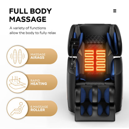 Massage Chair Recliner with Zero Gravity and Full Body Air Pressure - Black