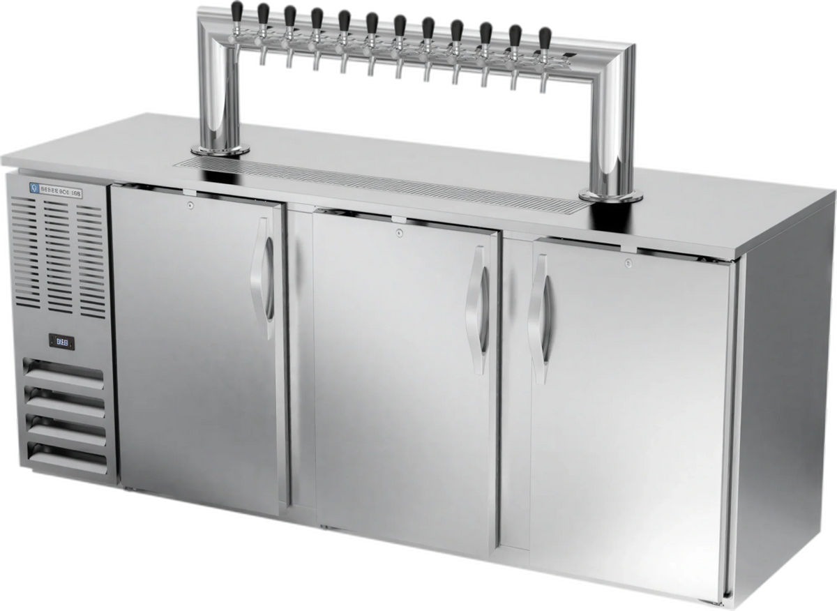 Beverage Air DDN78HC-S-12T 78-Inch Direct Draw Beer Dispenser, 12-Tap Tower, 4 Half-Keg Capacity, 3 Doors