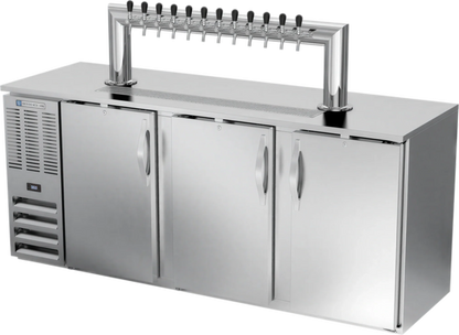 Beverage Air DDN78HC-S-12T 78-Inch Direct Draw Beer Dispenser, 12-Tap Tower, 4 Half-Keg Capacity, 3 Doors
