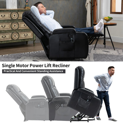 Infinite Position Power Lift Recliner Chair with Massage – Black