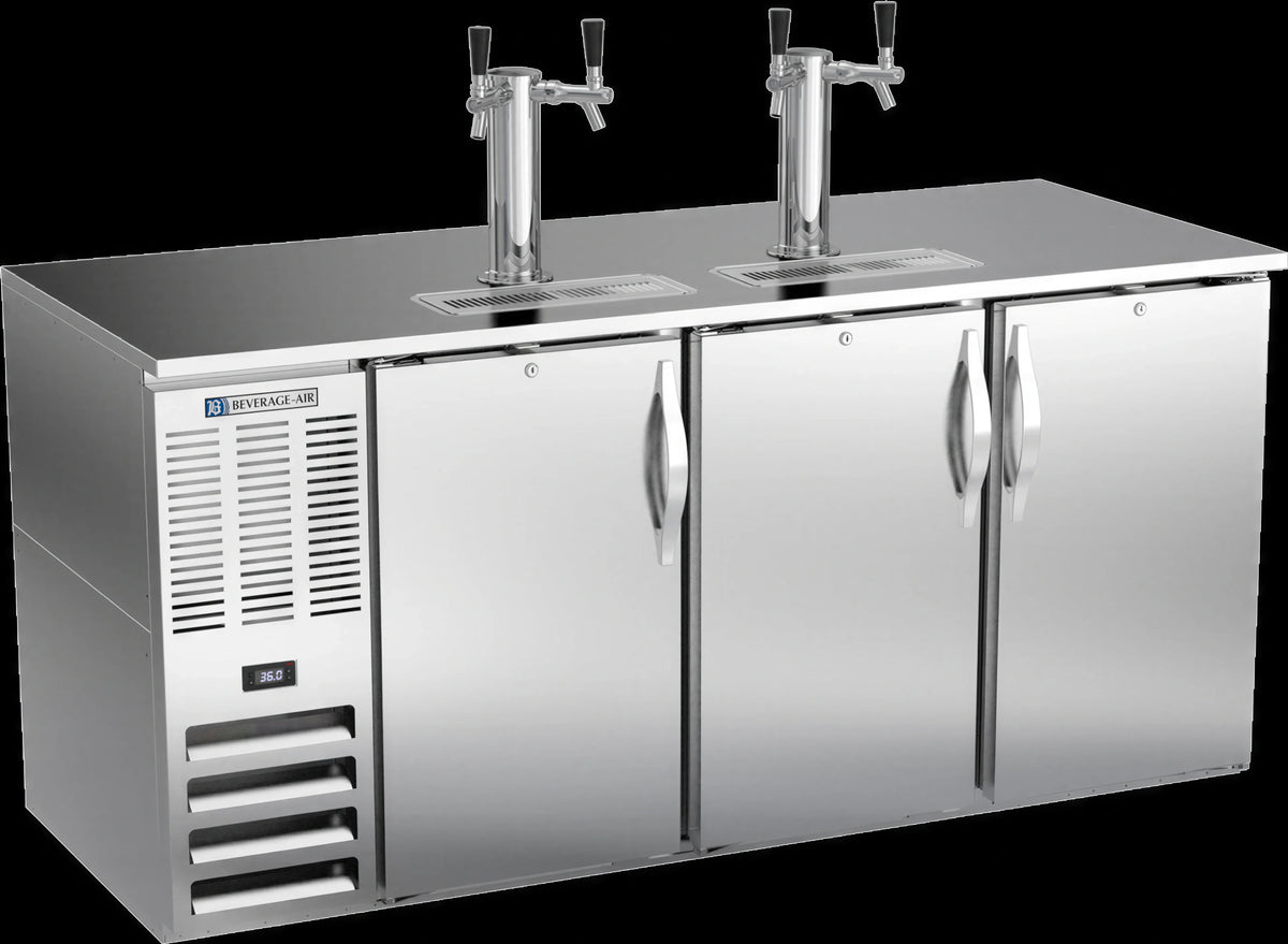 Beverage Air DD72HC-S 72-Inch Direct Draw Beer Dispenser, 3 Half-Barrel Keg Capacity, Dual Faucet Towers, Stainless Steel