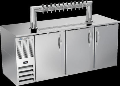 Beverage Air DD78HC-S-12T 78-Inch Direct Draw Beer Dispenser with 12-Tap Tower, Stainless Steel Exterior, and 4 Half-Keg Capacity