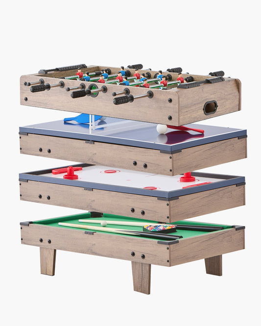 4 In 1 Kombi-Spieltisch-Set Airhockey-Tisch (81 Cm), Multi-Kombinationstisch Mit Pool-Billard & Hockey & Tischfußball & Pingpong & Pushern & Pucks, Für Kinder Familienspielzimmer Büro