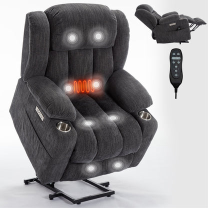 Chenille Power Lift Recliner Chair with Massage & Heating - Soft Chenille