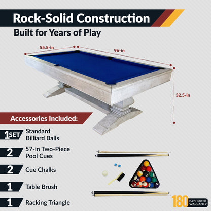 Hathaway Montecito 8-ft Pool Table- Driftwood Finish with Blue Felt