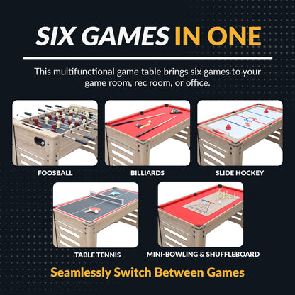 Hathaway Madison 54-in Foosball 6-in-1 Multi-Game Table