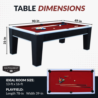 Hathaway Mirage 90-in Pool Table - Black and Silver with Dark Red Felt