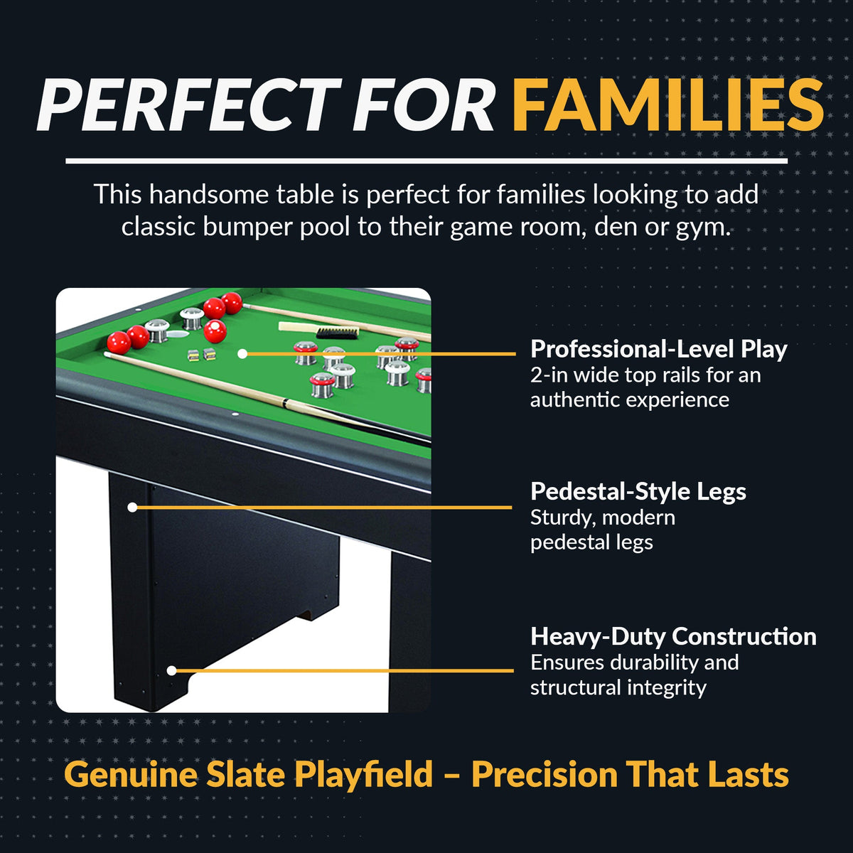Hathaway Renegade 54-in Bumper Pool Table - Slate - Black with Green Felt