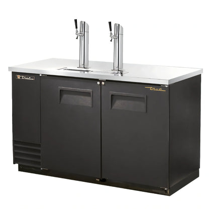 True General Foodservice TDD-2-HC Direct Draw Beer Dispenser, 2 Half-Barrel Kegs, Flat Top, 2 Columns, Black Exterior